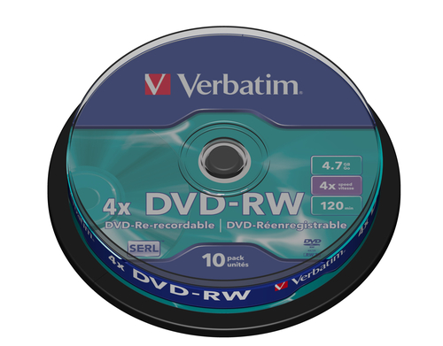 VERBATIM DVD-RW 4.7Gb 4x (Tarrina 10 unidades)