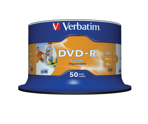 VERBATIM DVD-R 4.7Gb 16x Imprimible (Tarrina 50)