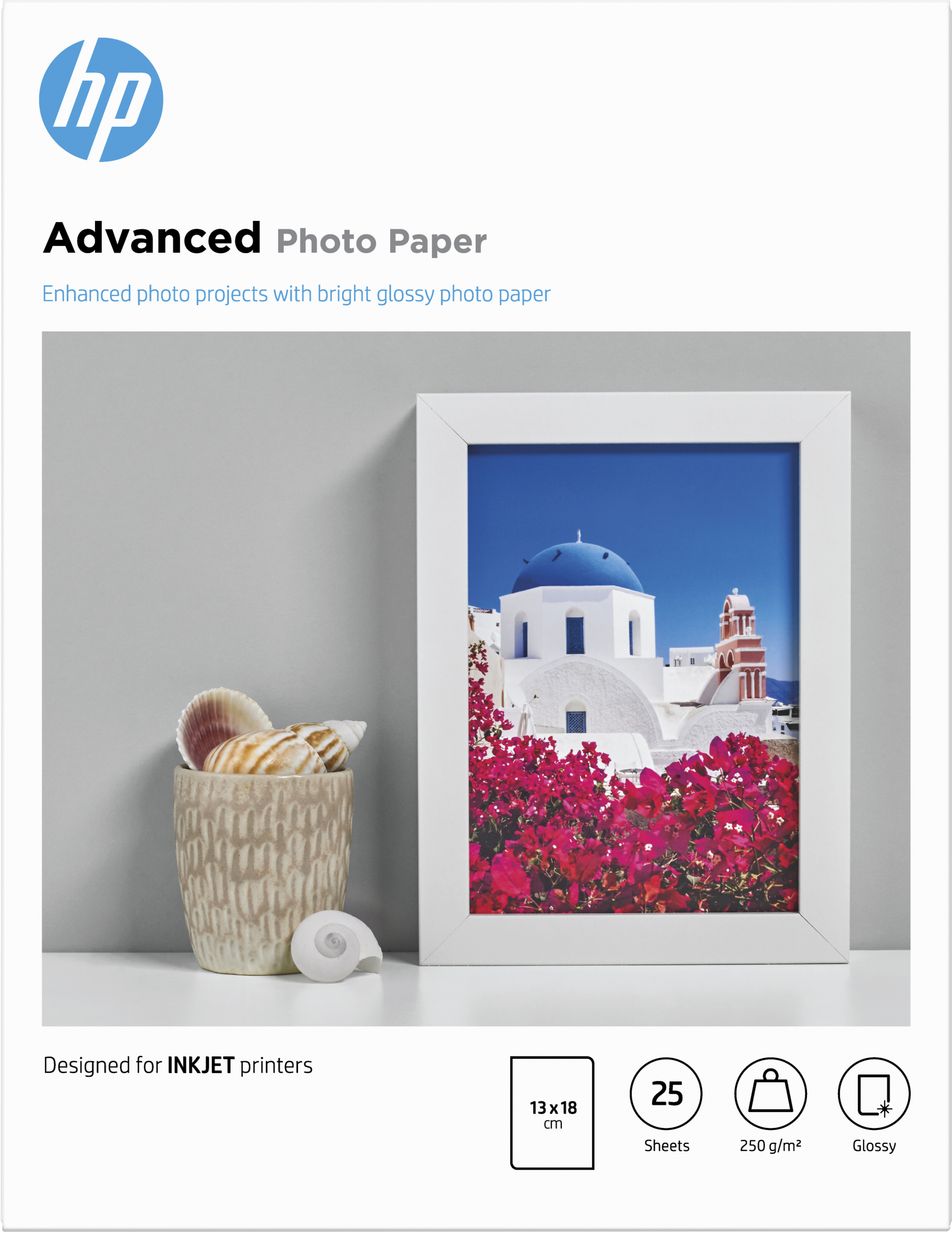 HP Papel Advanced glossy photo, 250g/m2, 13x18cm borderless, 25 hojas