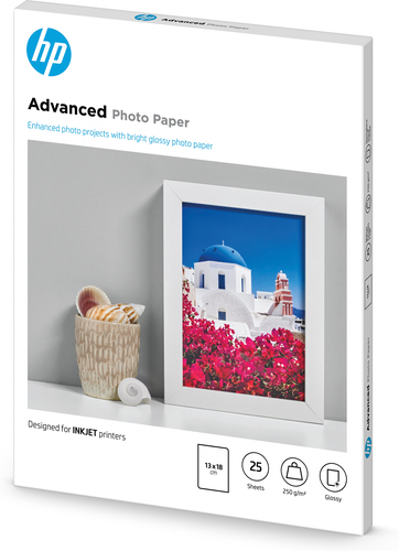 HP Papel Advanced glossy photo, 250g/m2, 13x18cm borderless, 25 hojas