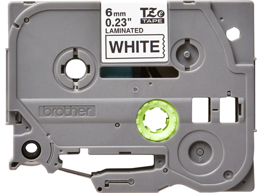 BROTHER Cinta laminada blanco/negro 6mm