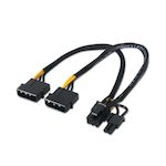 AISENS - CABLE TARJETA GRaFICA, 2XMOLEX 4PIN/M-PCI-E(MOLEX 6+2PIN)/M, 20CM
