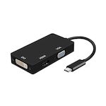 AISENS - CONVERSOR USB-C A DVI/HDMI/VGA, USB-C/M-DVI/H-HDMI/H-VGA/H, NEGRO, 15CM