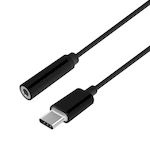 AISENS - CONVERSOR USB-C A AUDIO ESTILO APPLE, USB-C/M-JACK 3.5/H, NEGRO, 15CM