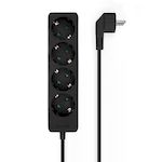 AISENS Base multiple 4 tomas sin interruptor con cable 3x1.5mm2, negro, 1.4m