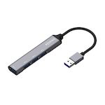 AISENS HUB USB 3.0 aluminio, tipo A/M-4xtipo A/H, gris, 10cm