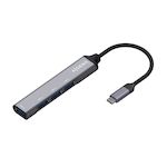 AISENS HUB USB 3.1 USB-C aluminio, USB-C/M-4xtipo A/H, gris, 10cm