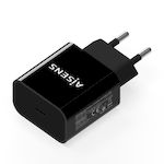 AISENS Cargador USB-C PD 20W, 5V/3A 9V/2.2A 12V/1.66A, negro