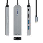 AISENS - USB-C DOCK 5 EN 1, USB-C A 1xHDMI, 1xRJ45, 2xUSB, 1xPD, GRIS, 15CM