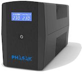 PHASAK SAI  1260VA Sirius Interactivo con AVR, toma protegida y pantalla LCD