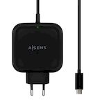 AISENS - CARGADOR 65W PD3.0 QC3.0 1XUSB-C 1.2M, NEGRO