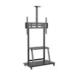 AISENS - SOPORTE DE SUELO ECO CON RUEDA, BANDEJA PARA DVD Y SOPORTE DE CAMARA PARA MONITOR/TV 150KG DE 37-100, NEGRO
