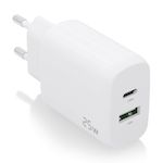 AISENS - CARGADOR 25W, 1xUSB-C PD3.0, 1xUSB-A QC3.0, BLANCO