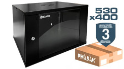 PHASAK Rack mural 19" Phasak Eco 12U  530x400 Desmontado (Envio Flat Pack)