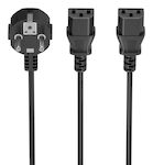 AISENS - CABLE ALIMENTACION CPU, CEE7/M-2xC13/H, NEGRO, 3.0M