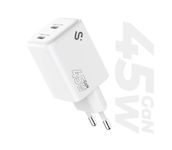 SUBBLIM Cargador de corriente GAN 45W CHARGER USB C+C