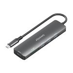 AISENS - USB-C DOCK 6 EN 1, USB-C A 1xHDMI, 3xUSB-A, 1xSD, 1xMICRO SD, GRIS, 15CM