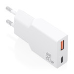 AISENS - CARGADOR ULTRA DELGADO GaN 20W, 1xUSB-C PD3.0 QC4.0, 1xUSB-A QC3.0, BLANCO