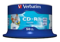 VERBATIM CD-R 700Mb 52x Imprimible Inkjet Super Azo(Tarrina 50 unidades)